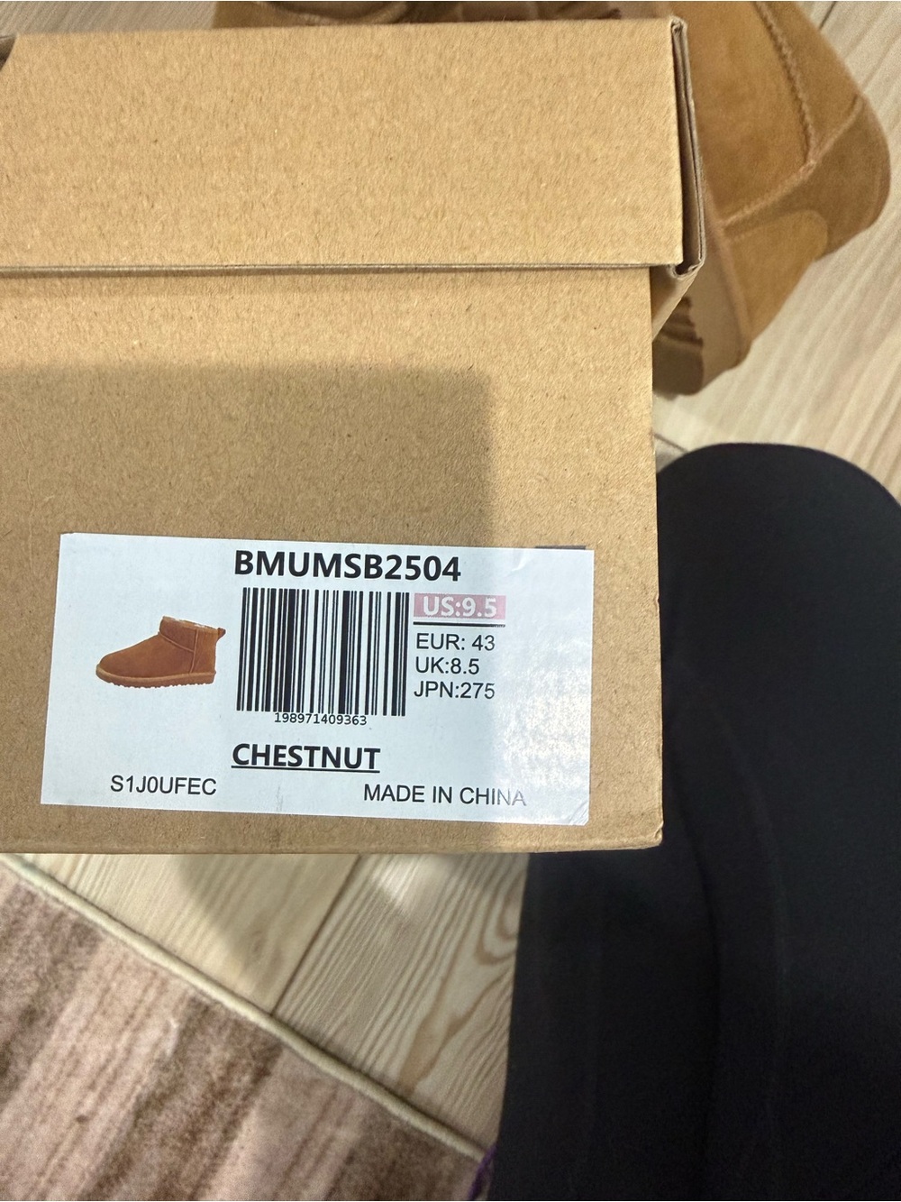NWT Bruno Marc Chestnut Suede Mini Ankle Winter Boots Size 9.5 - Picture 4 of 4